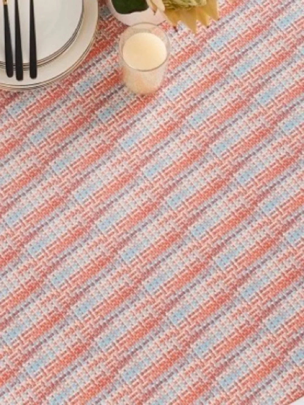 Waterproof Vinyl Tablecloth 36” ROUND - Orange Twill Weave